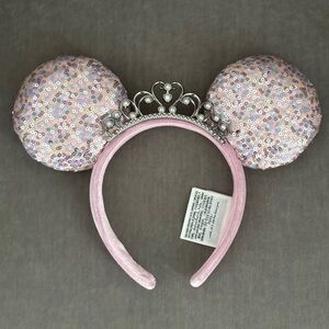 Disney Parks Pink Sequin Princess Tiara Minnie Mouse Ear Headband